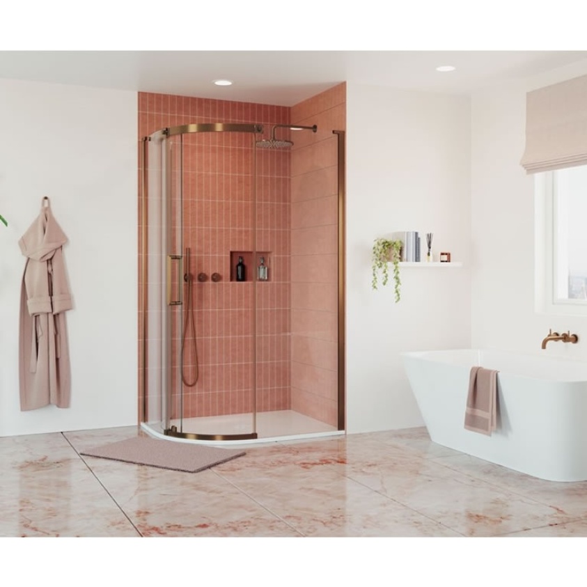 Crosswater Optix 10 Brushed Bronze Offset Quadrant Shower Enclosure